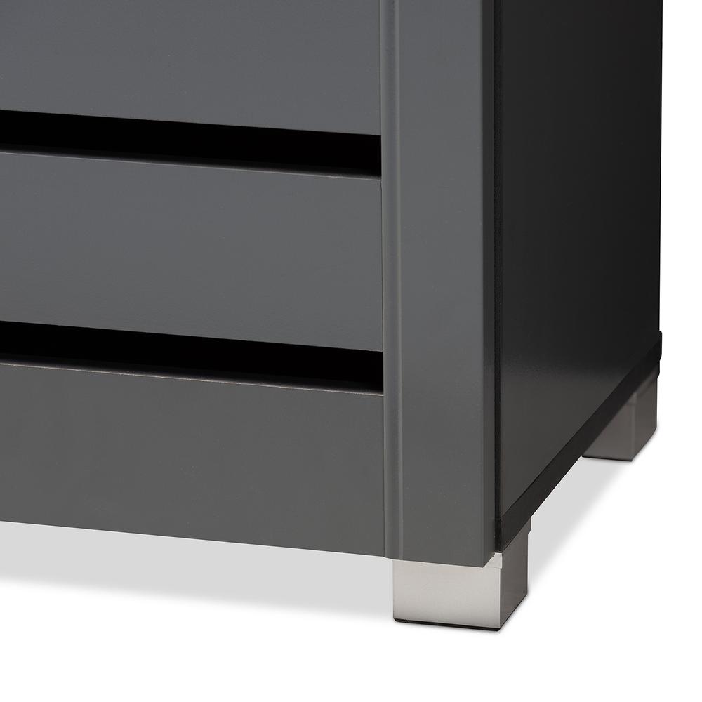 Dark Gray 3-Door Wooden Entryway Shoe Storage Cabinet. Picture 16