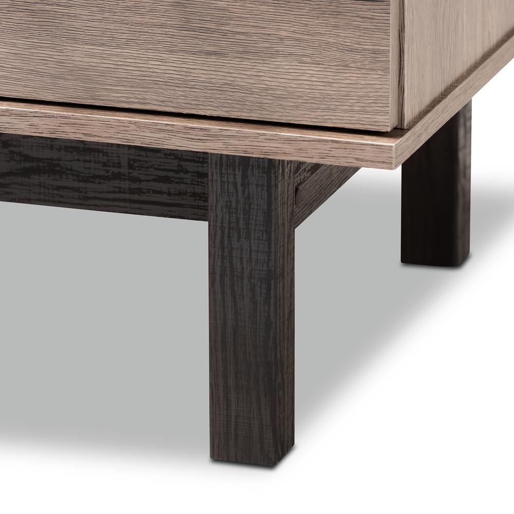 Two-Tone Oak Brown and Black Wood 1-Drawer Coffee Table. Picture 17