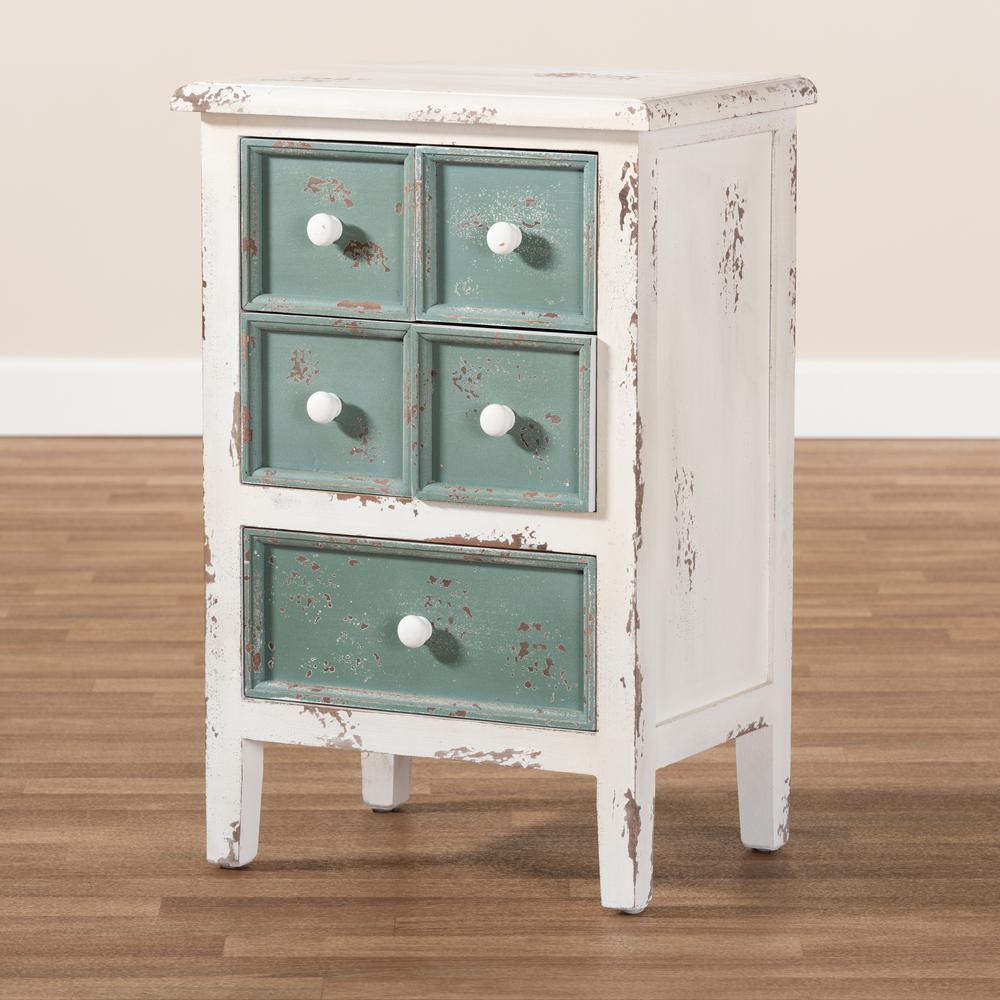 Teal Finished Wood 5-Drawer Storage Cabinet. Picture 15