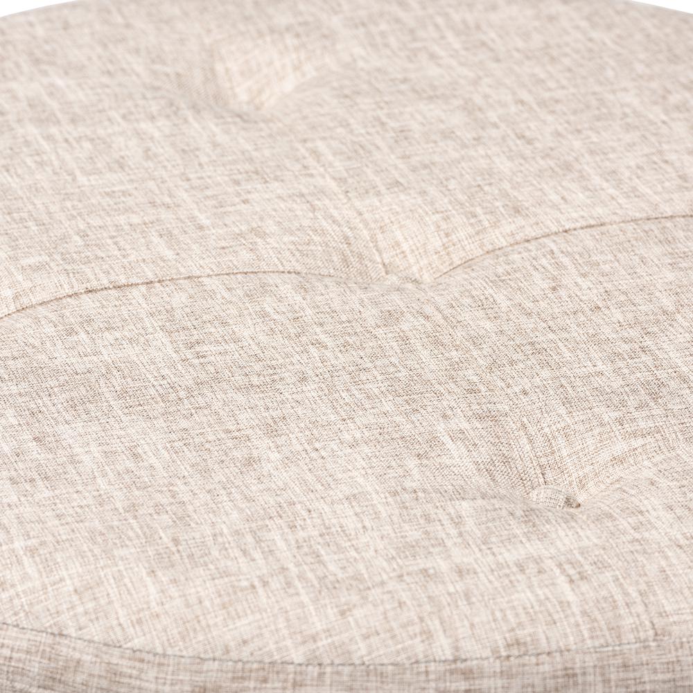 Beige Fabric Upholstered Natural Wood Cocktail Ottoman. Picture 10