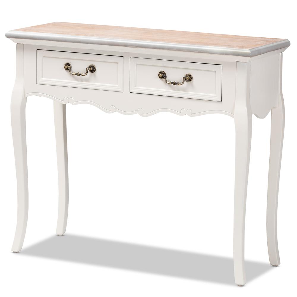 White Finished Wood 2-Drawer Console Table. Picture 10