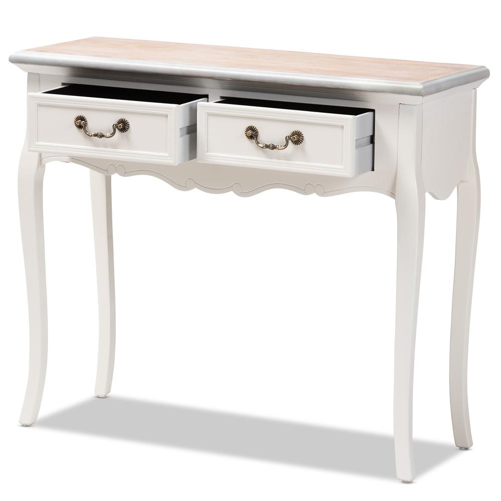White Finished Wood 2-Drawer Console Table. Picture 11