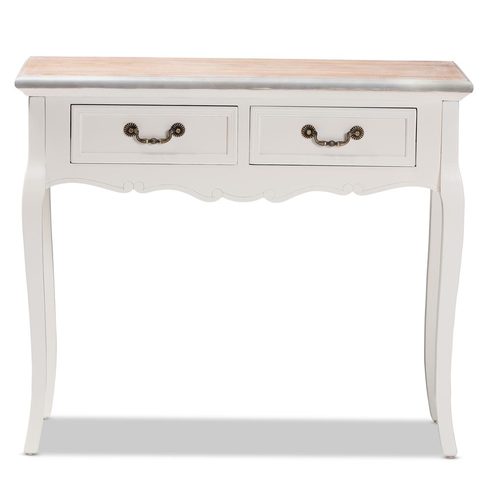 White Finished Wood 2-Drawer Console Table. Picture 12