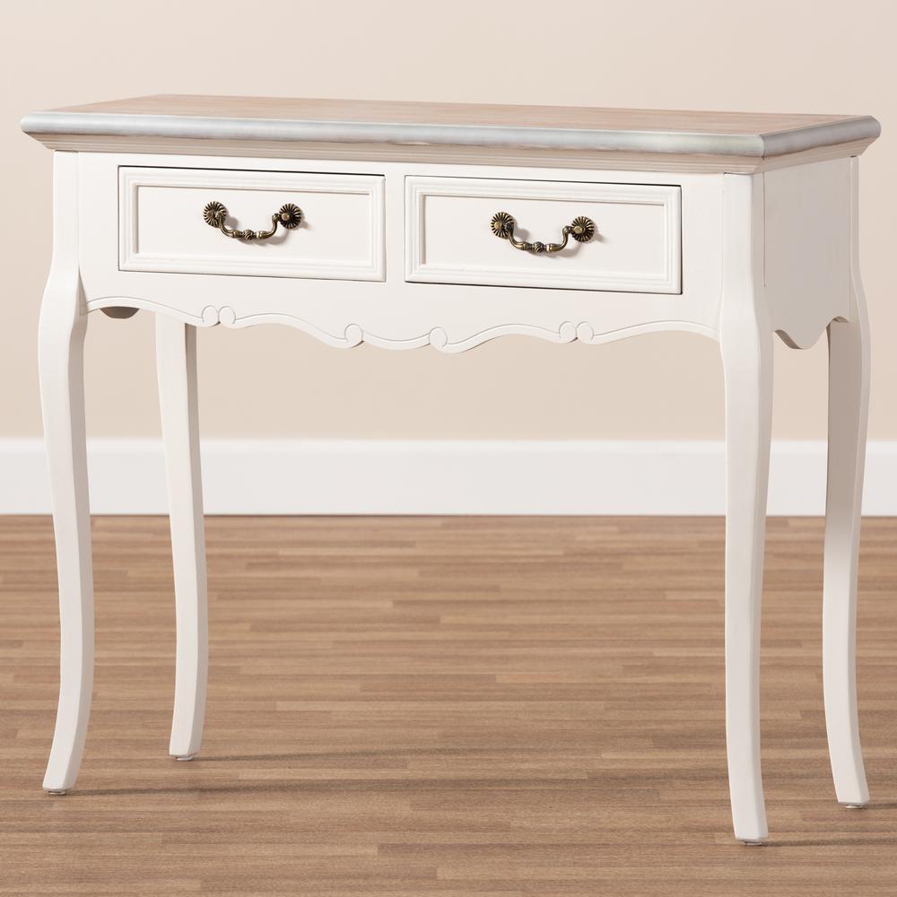 White Finished Wood 2-Drawer Console Table. Picture 17
