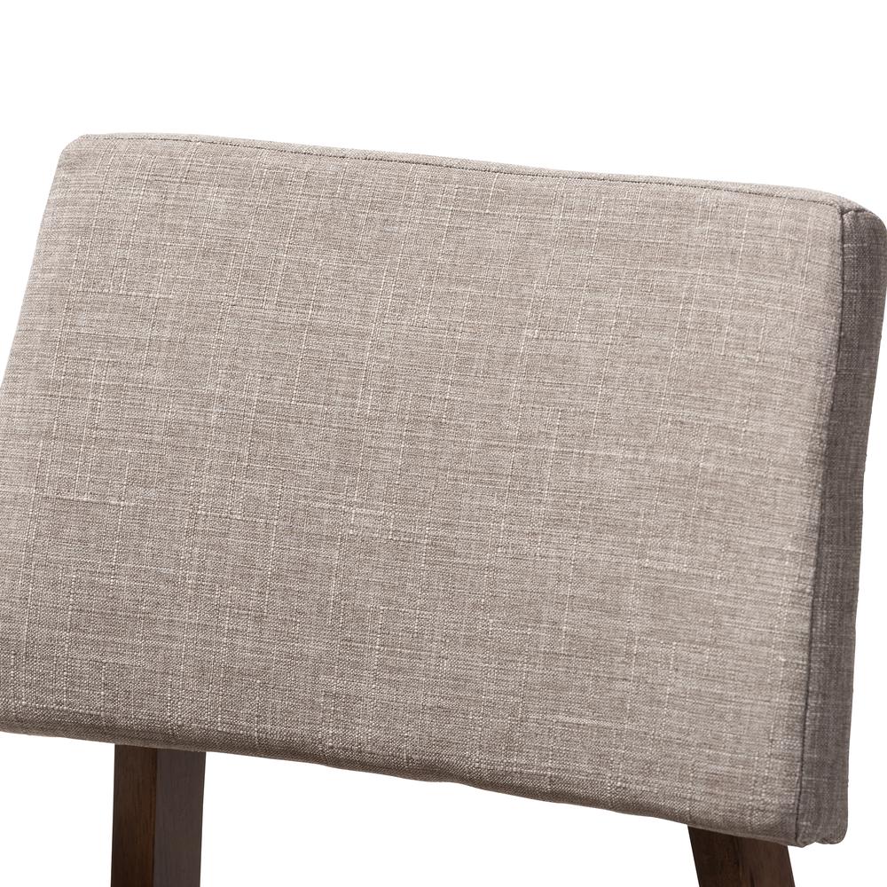Light Gray Fabric Upholstered and Walnut-Finished Wood Bar Stool Set of 2. Picture 11