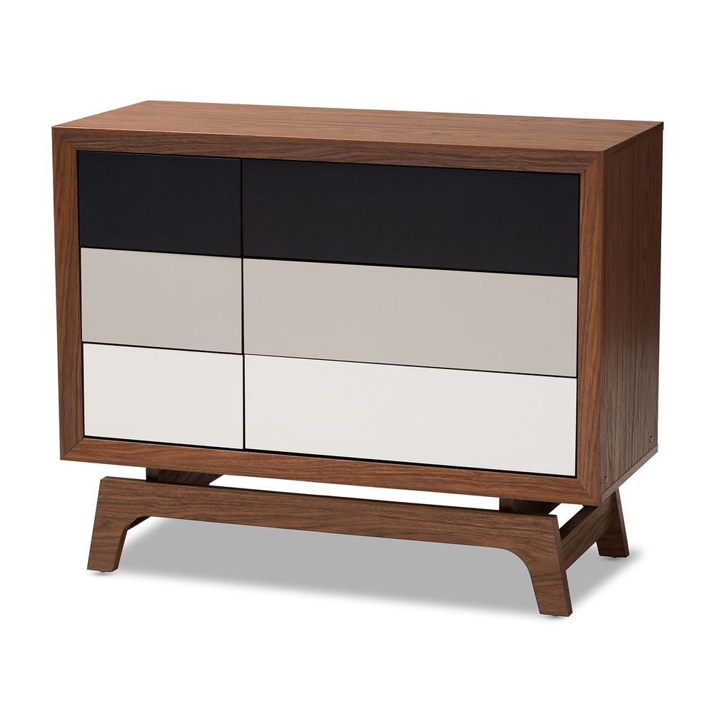 Baxton Studio Svante Mid-Century Modern Multicolor Finished Wood 6-Drawer Chest. Picture 10