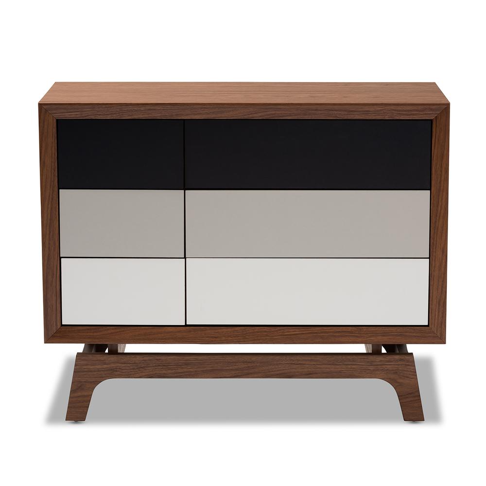 Baxton Studio Svante Mid-Century Modern Multicolor Finished Wood 6-Drawer Chest. Picture 12