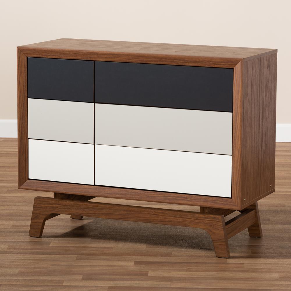 Baxton Studio Svante Mid-Century Modern Multicolor Finished Wood 6-Drawer Chest. Picture 17