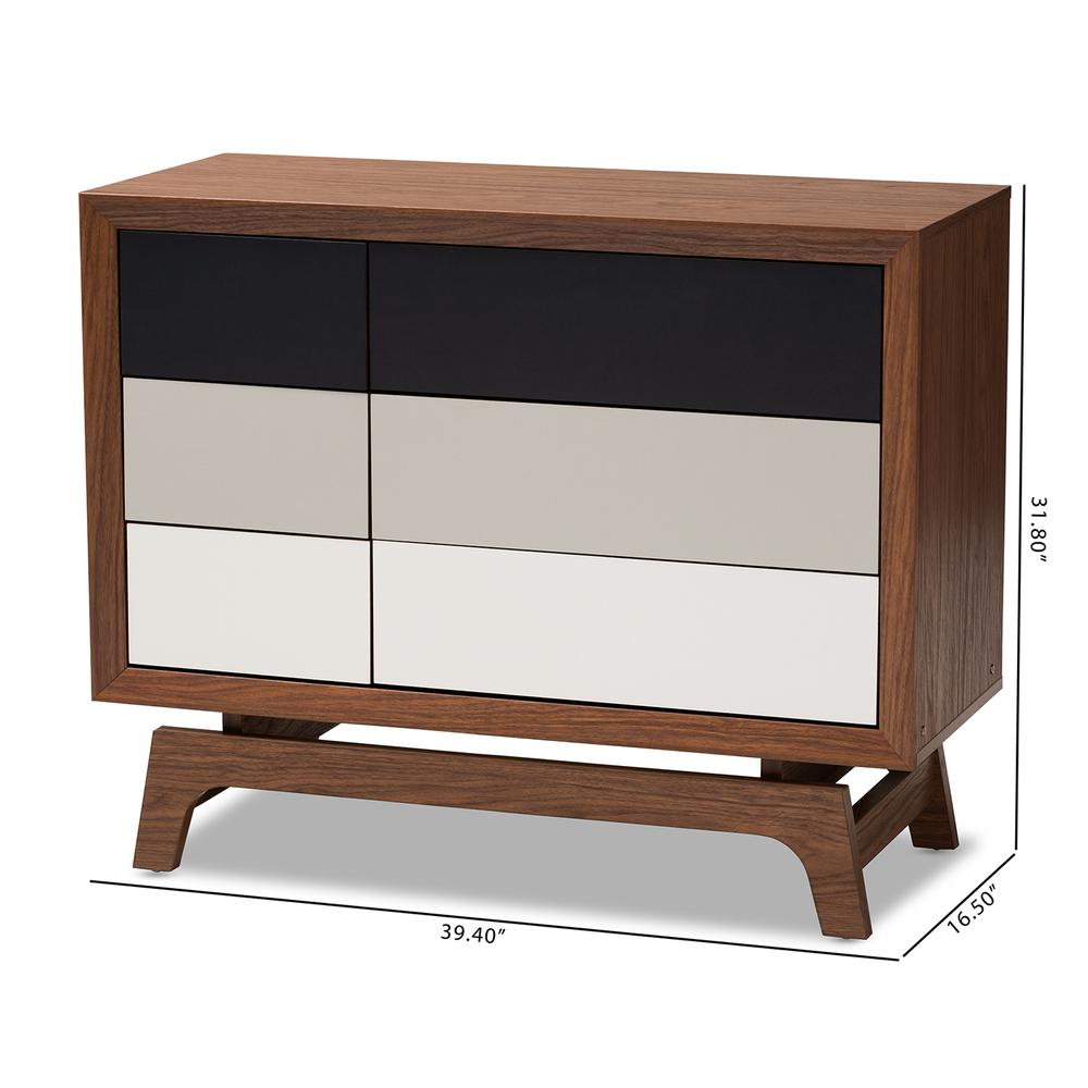 Baxton Studio Svante Mid-Century Modern Multicolor Finished Wood 6-Drawer Chest. Picture 18