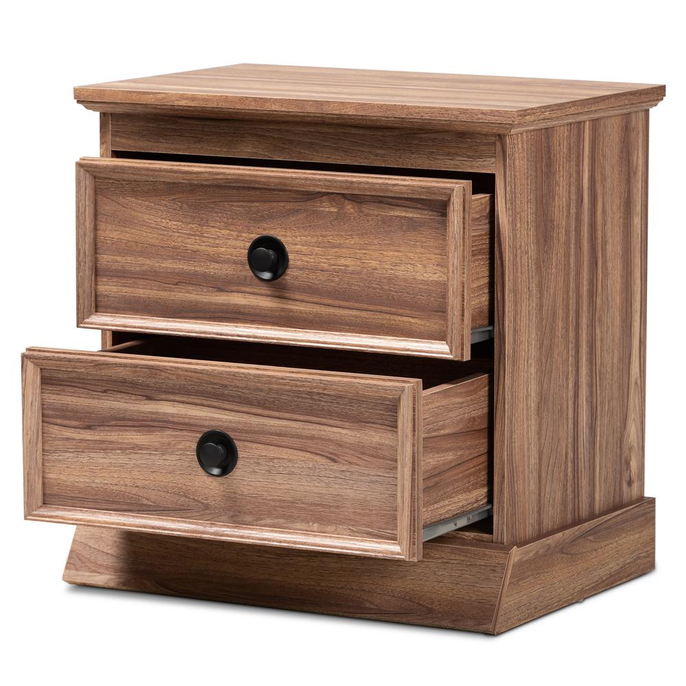 Ryker Modern and Contemporary Oak Finished 2-Drawer Wood Nightstand. Picture 10