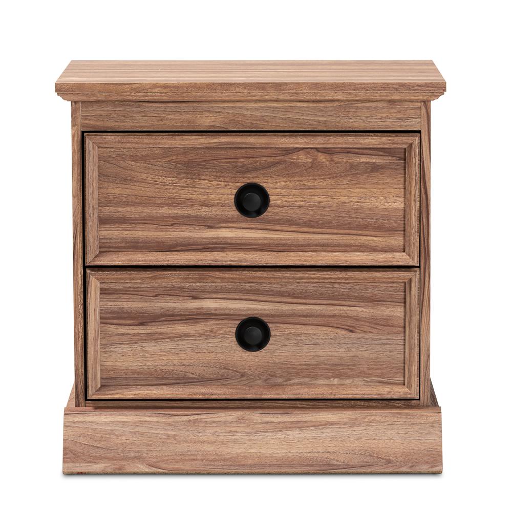 Ryker Modern and Contemporary Oak Finished 2-Drawer Wood Nightstand. Picture 11