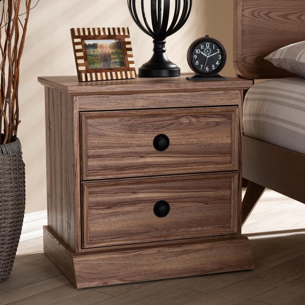 Ryker Modern and Contemporary Oak Finished 2-Drawer Wood Nightstand. Picture 9