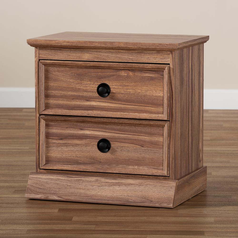 Ryker Modern and Contemporary Oak Finished 2-Drawer Wood Nightstand. Picture 15