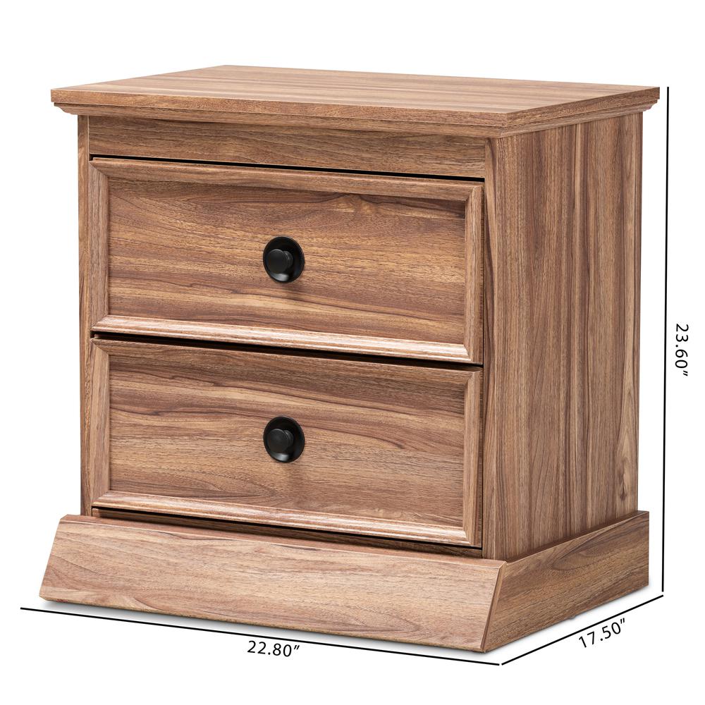 Ryker Modern and Contemporary Oak Finished 2-Drawer Wood Nightstand. Picture 16