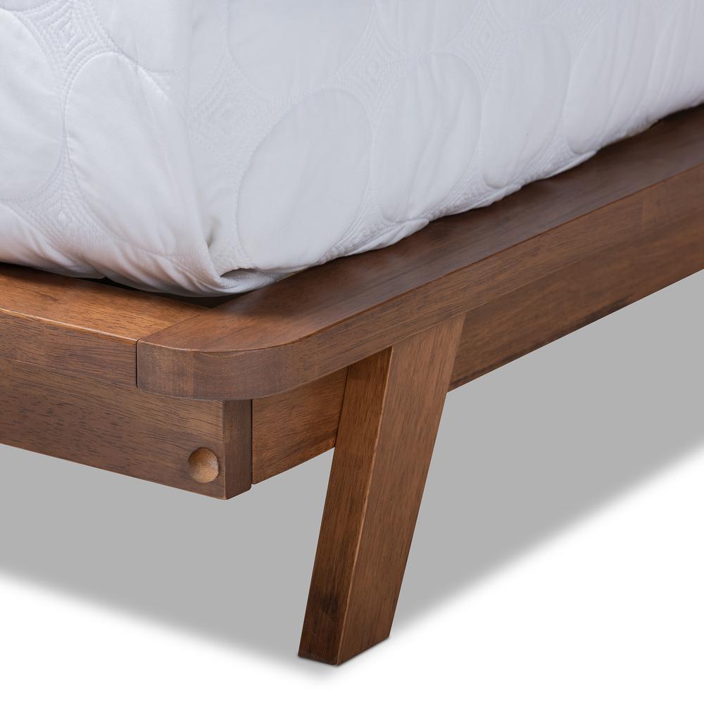Baxton Studio Sante Mid-Century Modern Light Beige Fabric Upholstered Wood Queen Size Platform Bed. Picture 6