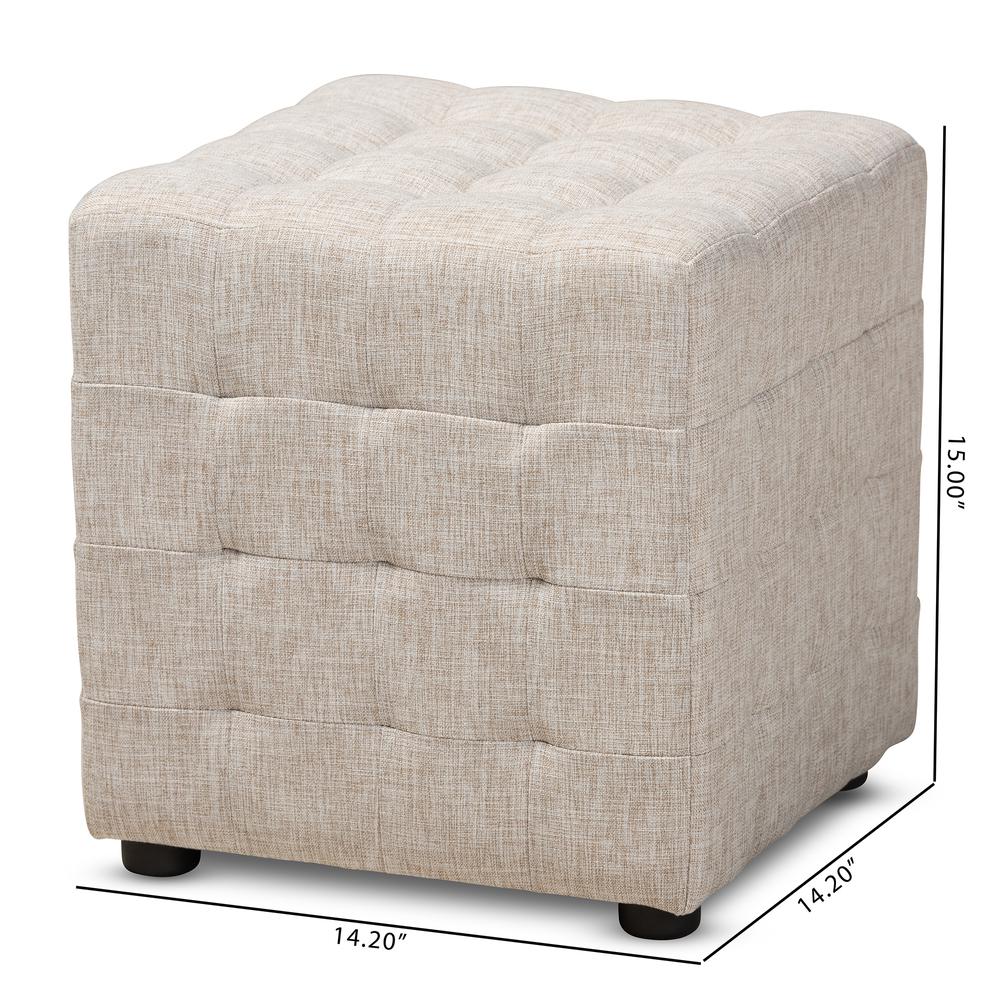 Beige Fabric Upholstered Tufted Cube Ottoman Set of 2. Picture 12