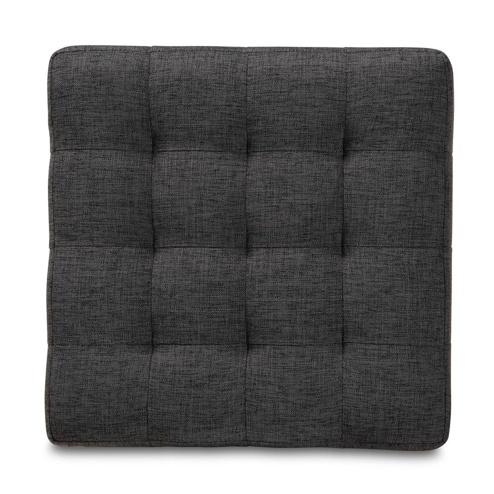 Dark Grey Fabric Upholstered Tufted Cube Ottoman Set of 2. Picture 9