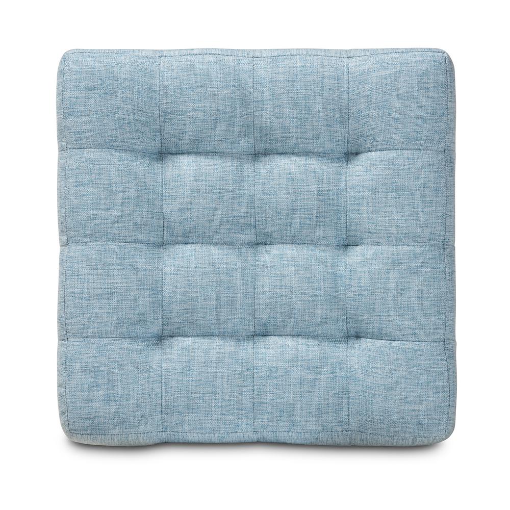 Light Blue Fabric Upholstered Tufted Cube Ottoman Set of 2. Picture 9