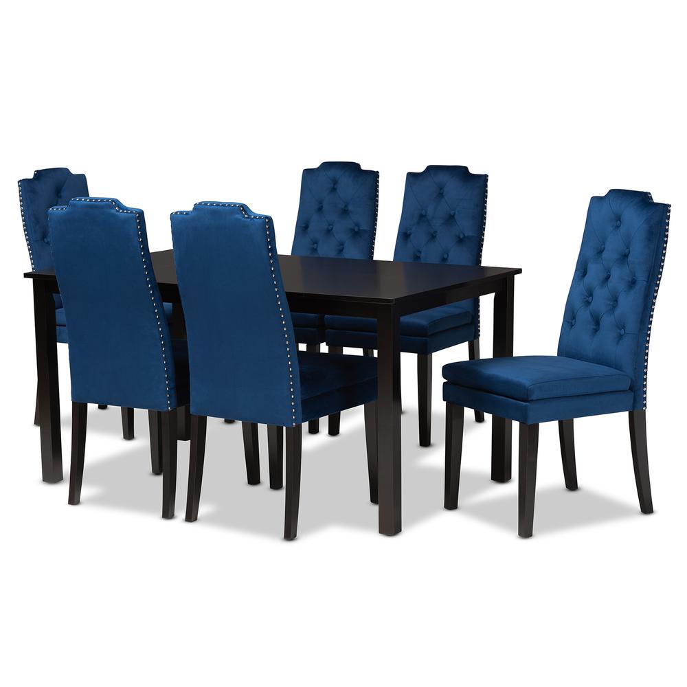 Dark Brown Finished Wood 7-Piece Dining Set. Picture 11