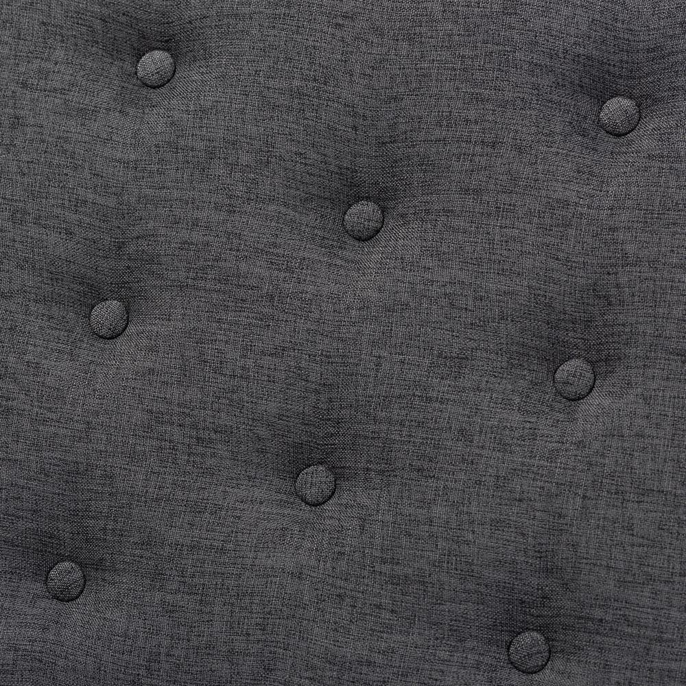 Dark Grey Fabric Upholstered and Button Tufted Wood Bench. Picture 12