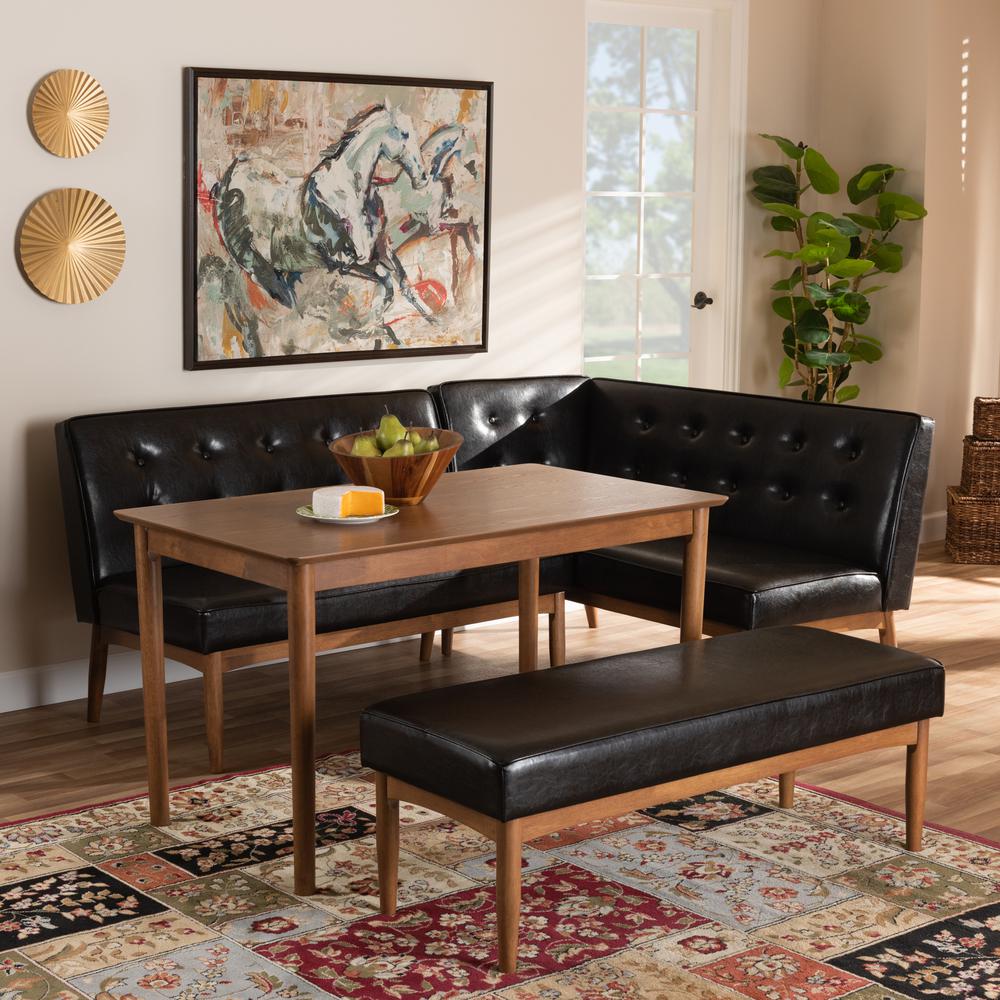 Leather Upholstered 4-Piece Wood Dining Nook Set. Picture 14