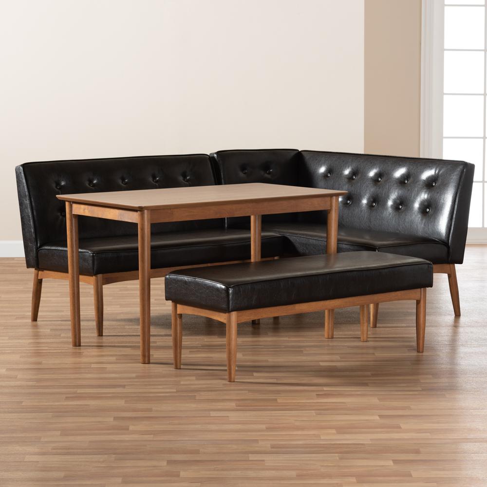 Leather Upholstered 4-Piece Wood Dining Nook Set. Picture 15