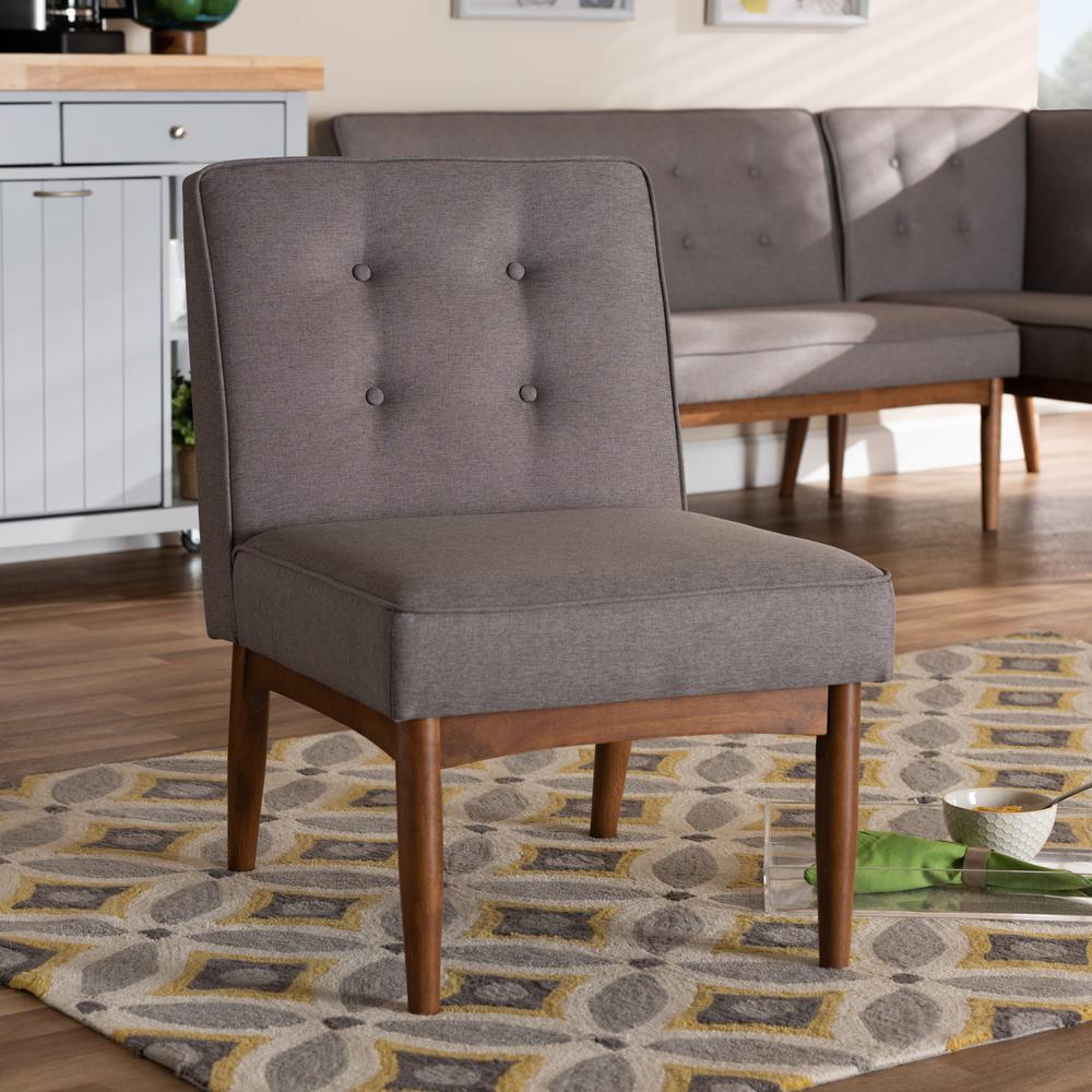 Baxton Studio Arvid Mid-Century Modern Gray Fabric Upholstered Wood Dining Chair. Picture 16