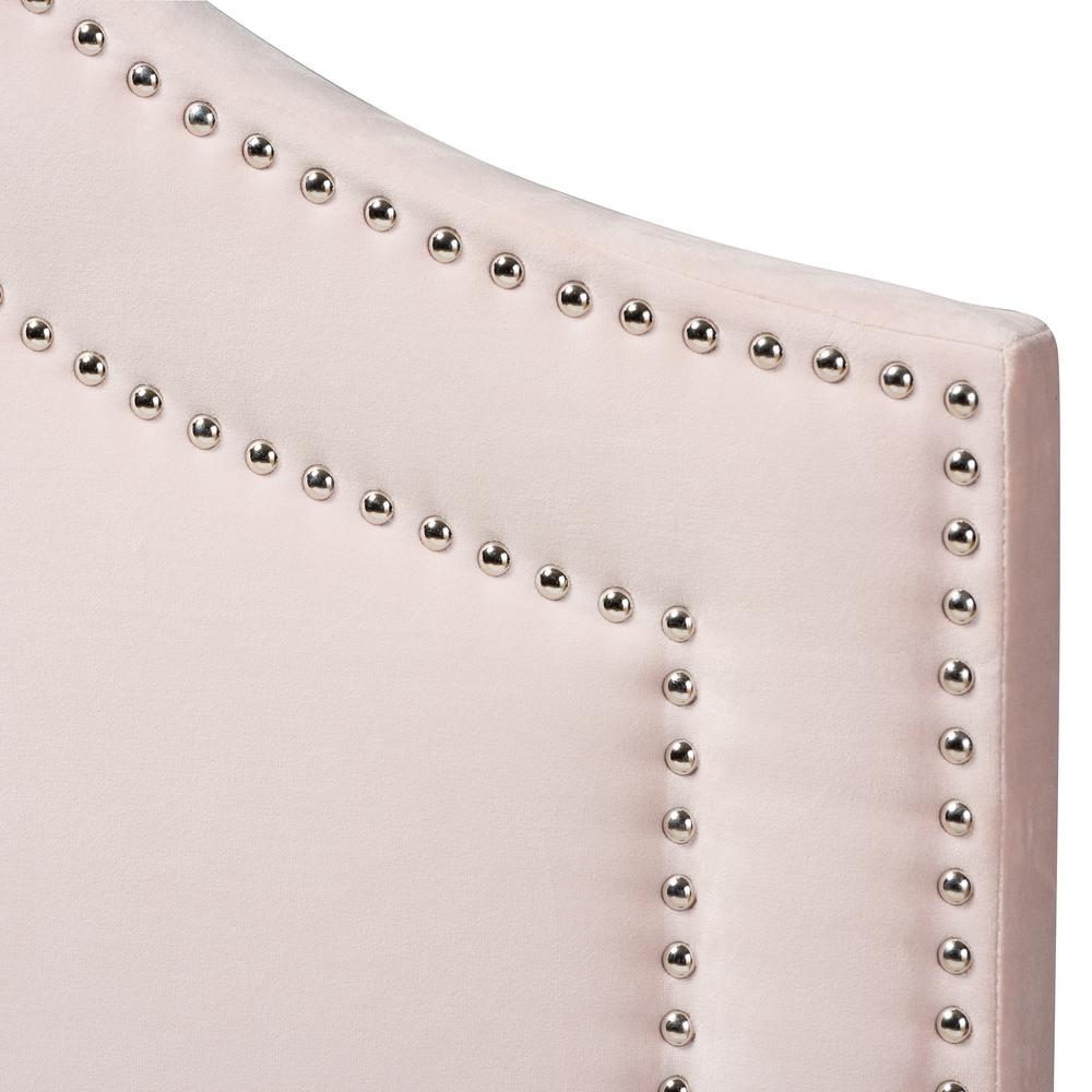 Light Pink Velvet Fabric Upholstered Full Size Headboard. Picture 11