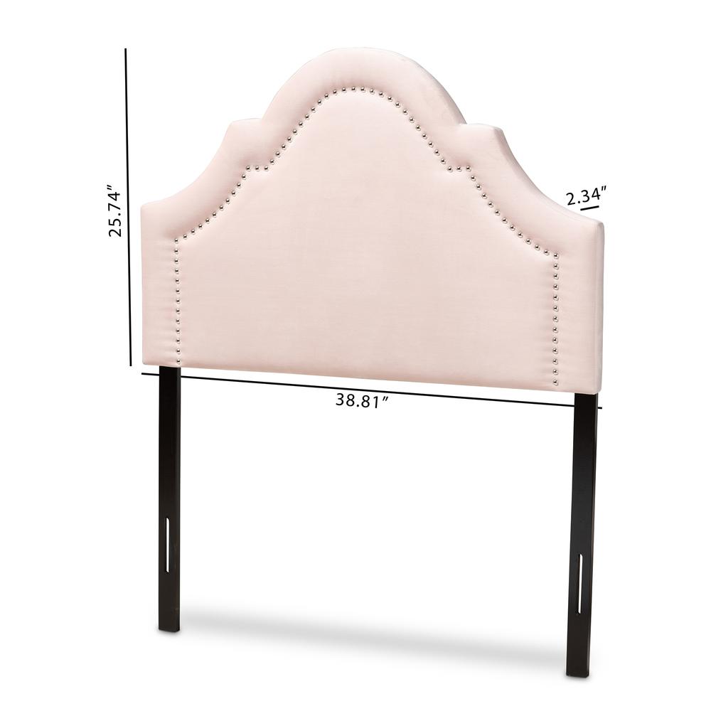 Light Pink Velvet Fabric Upholstered Twin Size Headboard. Picture 12