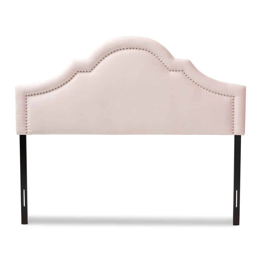 Baxton Studio Rita Modern and Contemporary Light Pink Velvet Fabric Upholstered Full Size Headboard. Picture 2