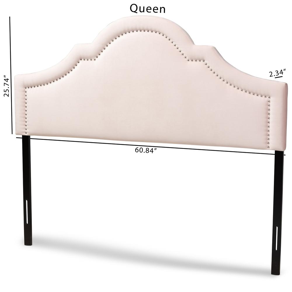 Baxton Studio Rita Modern and Contemporary Light Pink Velvet Fabric Upholstered Full Size Headboard. Picture 7