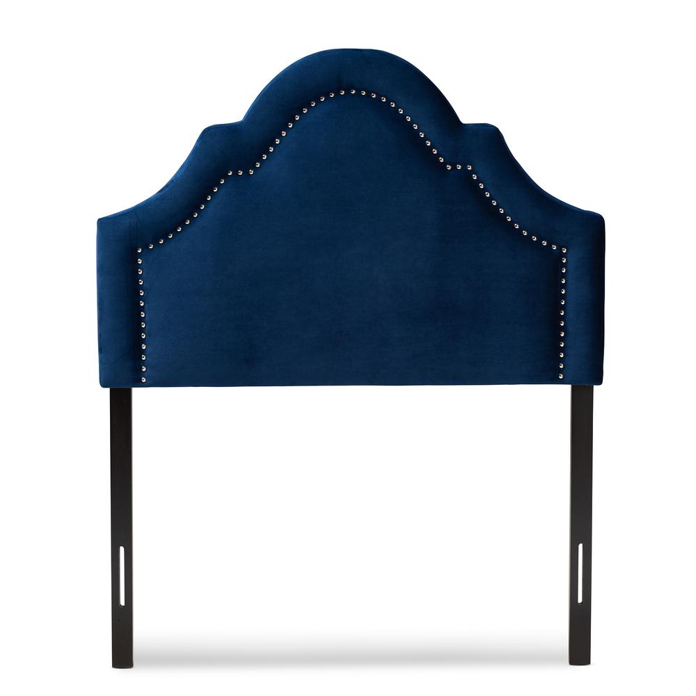 Navy Blue Velvet Fabric Upholstered Twin Size Headboard. Picture 8