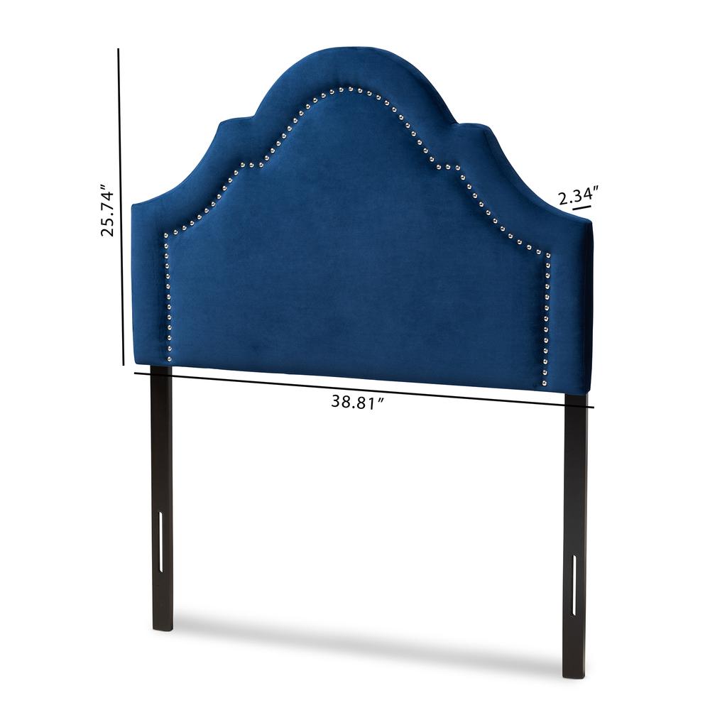 Navy Blue Velvet Fabric Upholstered Twin Size Headboard. Picture 12