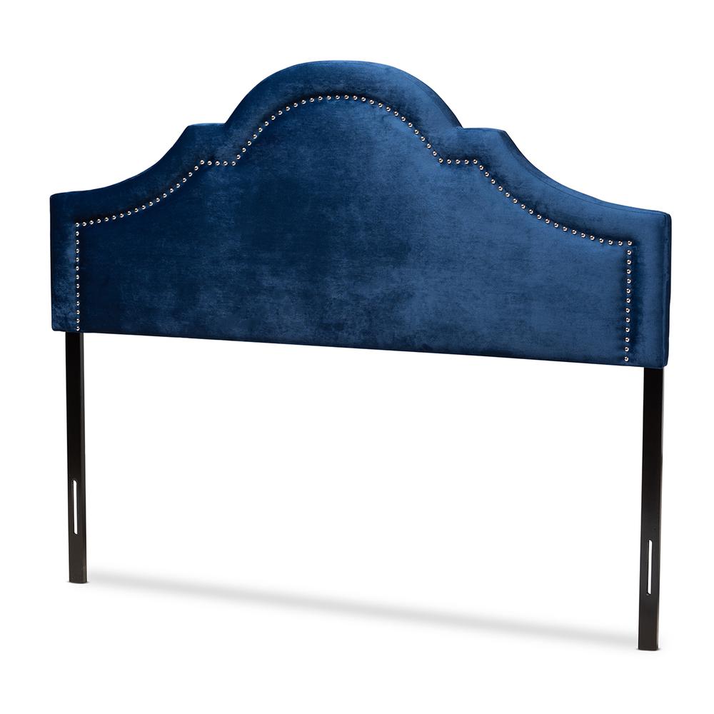 Baxton Studio Rita Modern and Contemporary Navy Blue Velvet Fabric Upholstered Full Size Headboard. Picture 1