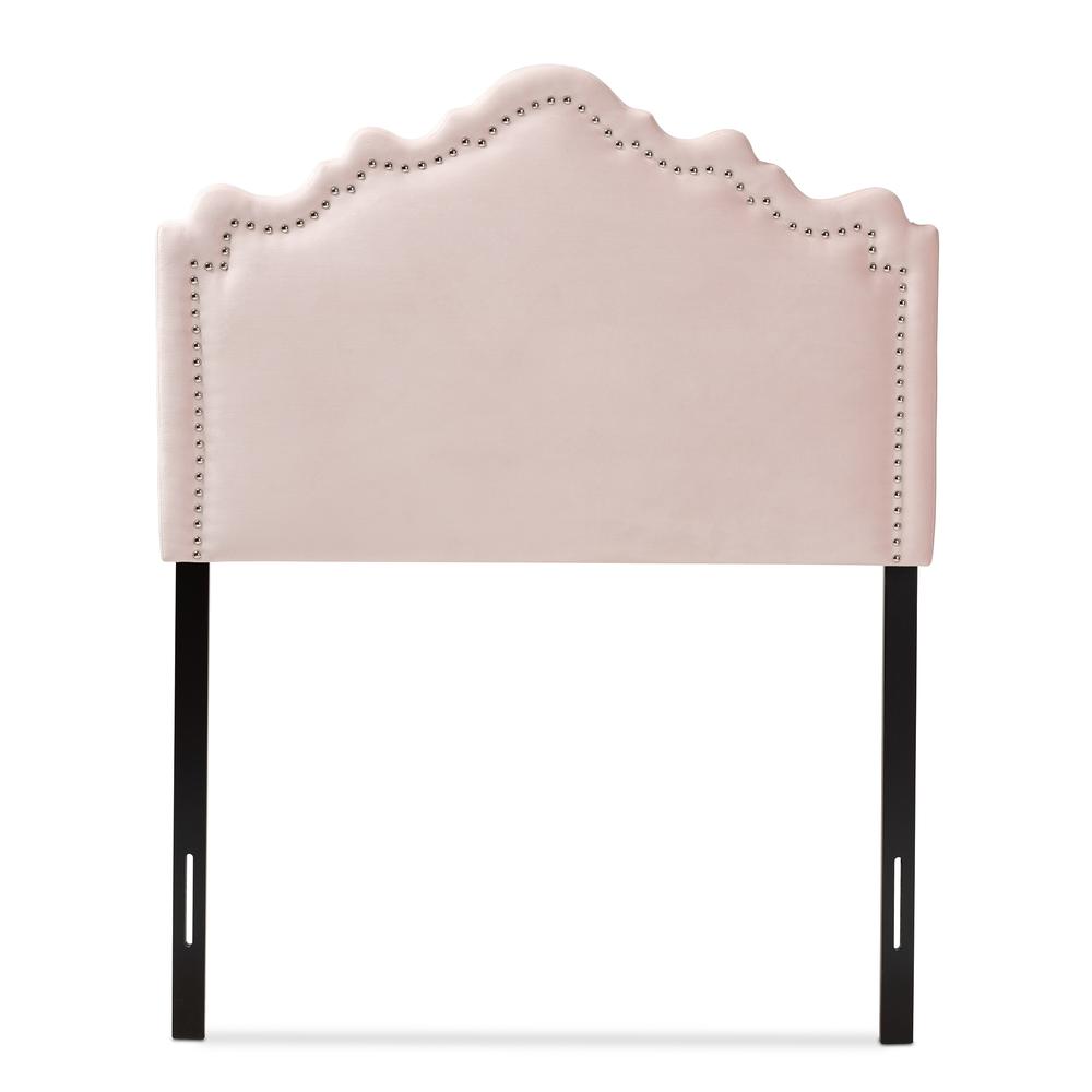 Light Pink Velvet Fabric Upholstered Twin Size Headboard. Picture 8