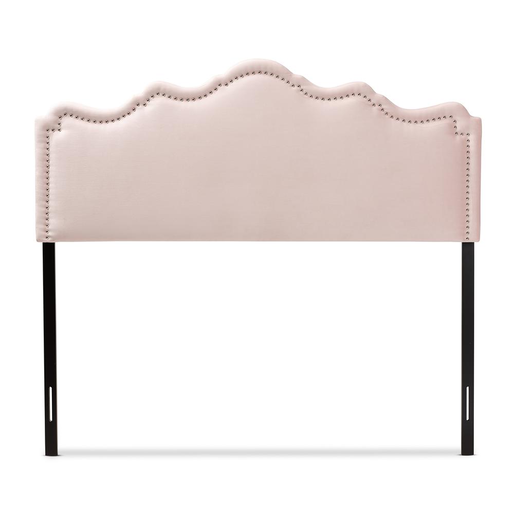 Baxton Studio Nadeen Modern and Contemporary Light Pink Velvet Fabric Upholstered Queen Size Headboard. Picture 2