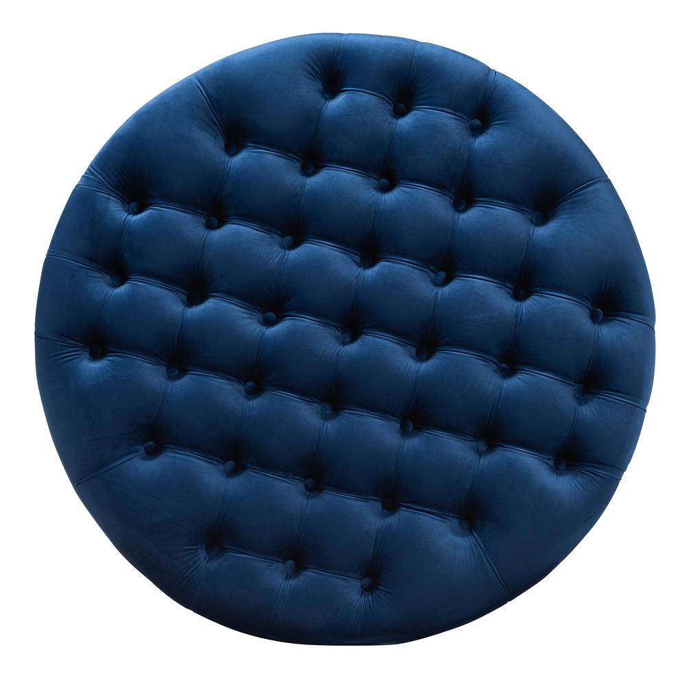Royal Blue Velvet Fabric Upholstered Tufted Cocktail Ottoman. Picture 10