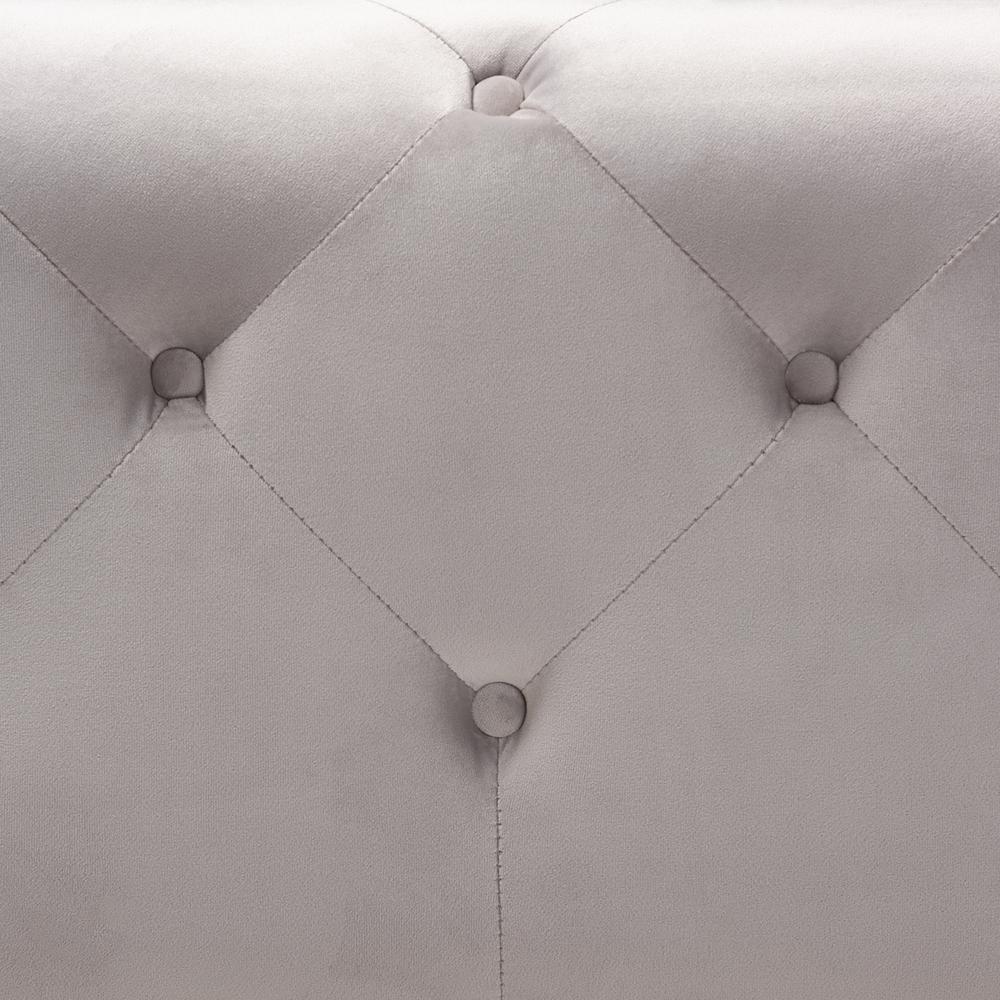 Slate Gray Velvet Fabric Upholstered Button-Tufted Cocktail Ottoman. Picture 10