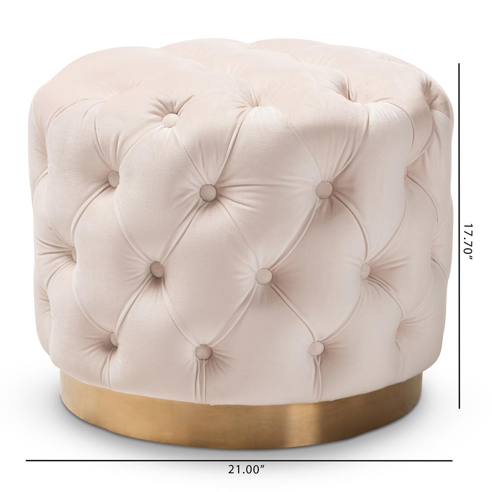 Gold-Finished Button Tufted Ottoman. Picture 10