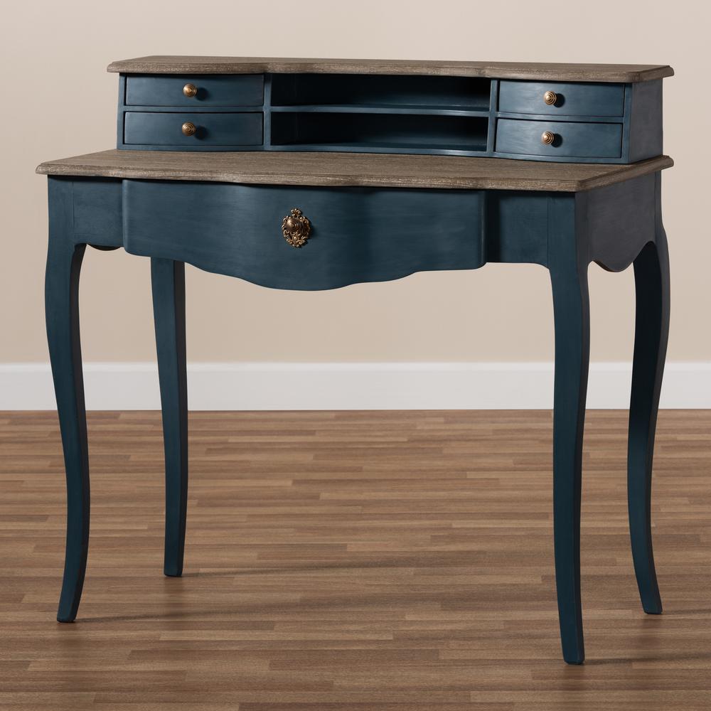 Celestine French Provincial Blue Spruce Finished Wood Accent Writing Desk. Picture 21