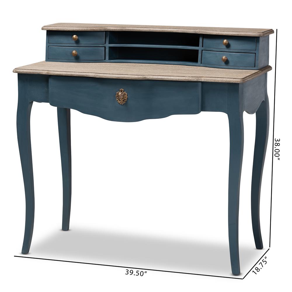 Celestine French Provincial Blue Spruce Finished Wood Accent Writing Desk. Picture 22