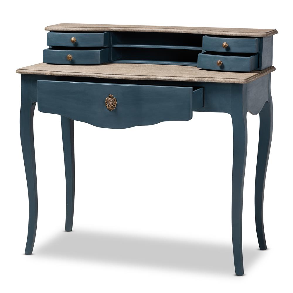 Celestine French Provincial Blue Spruce Finished Wood Accent Writing Desk. Picture 13