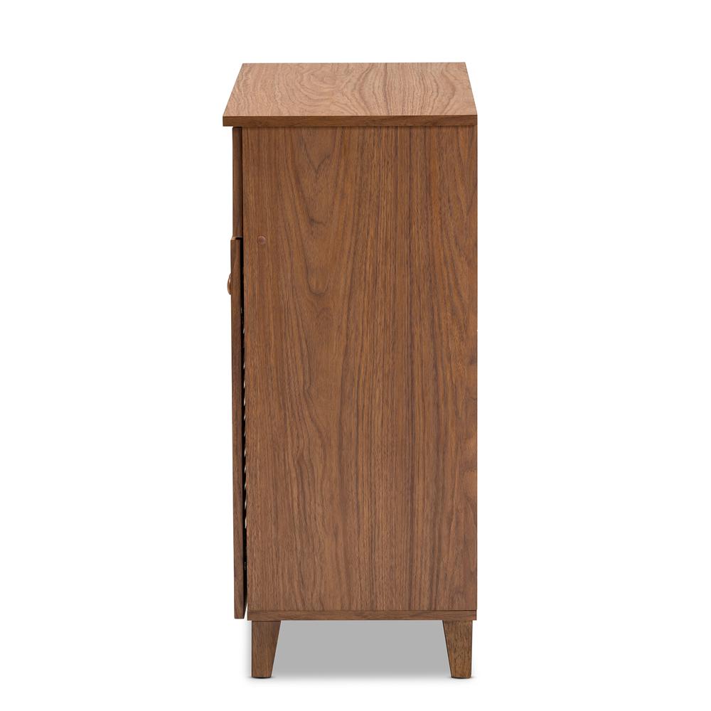 Walnut Finished 4-Shelf Wood Shoe Storage Cabinet with Drawer. Picture 14