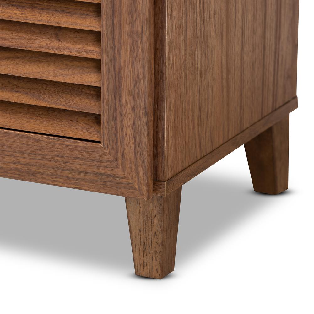 Walnut Finished 4-Shelf Wood Shoe Storage Cabinet with Drawer. Picture 16