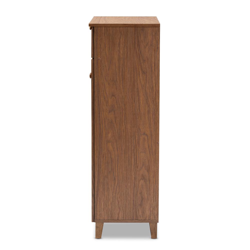 Walnut Finished 5-Shelf Wood Shoe Storage Cabinet with Drawer. Picture 14