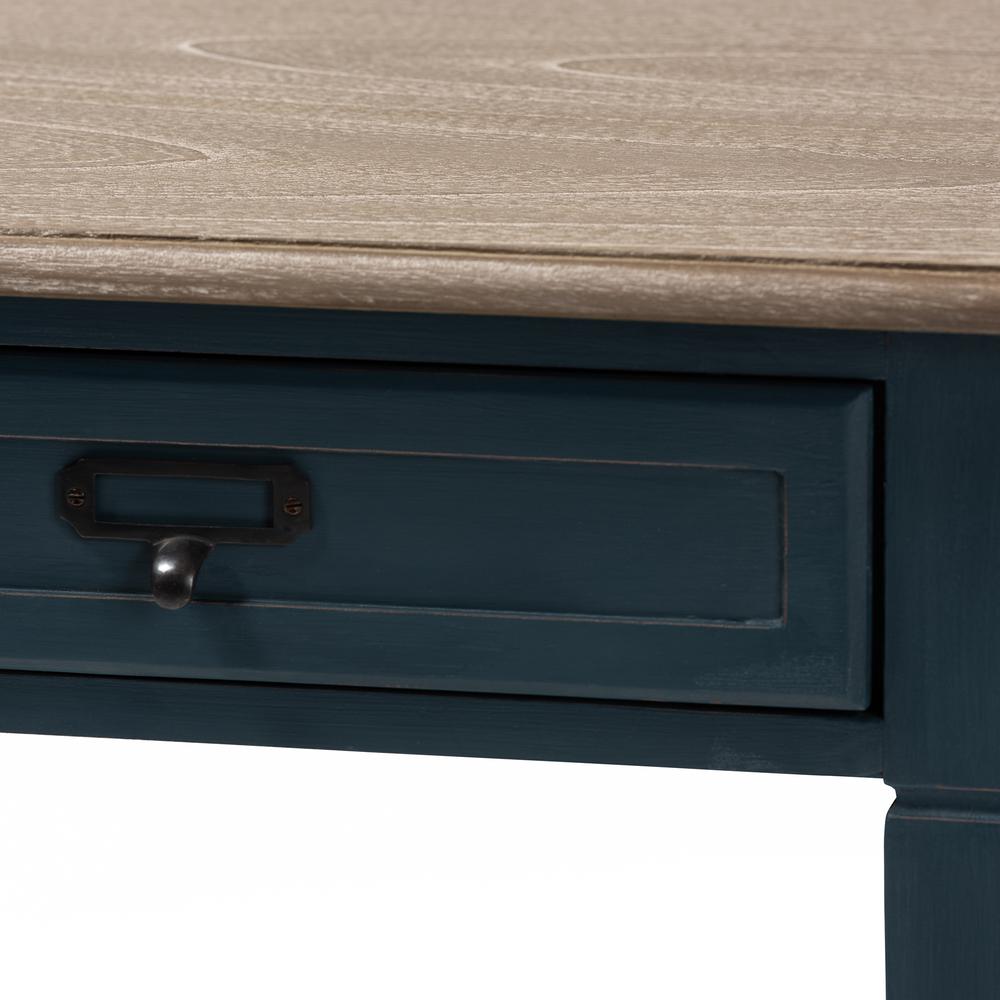 Baxton Studio Dauphine French Provincial Spruce Blue Accent Writing Desk. Picture 15