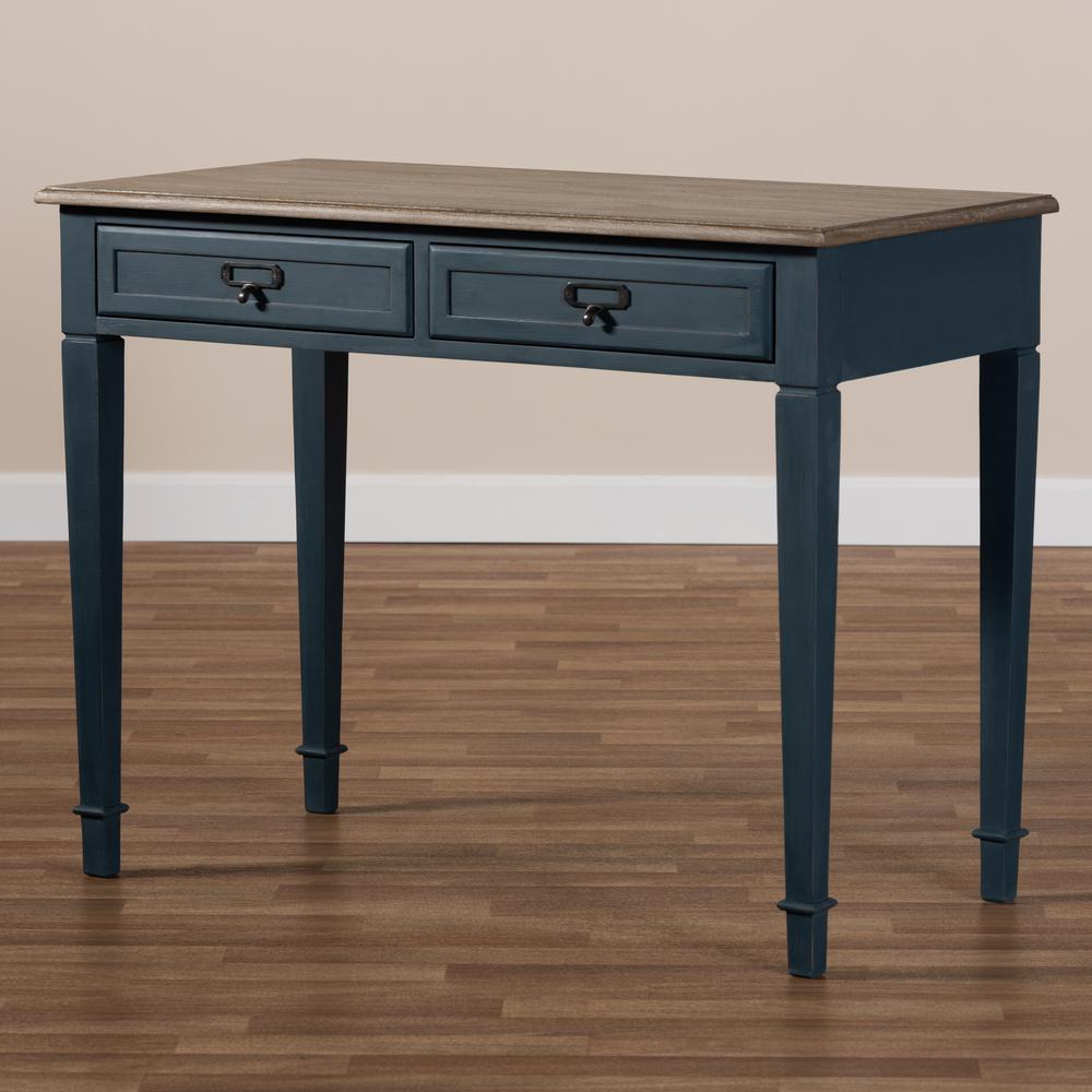 Baxton Studio Dauphine French Provincial Spruce Blue Accent Writing Desk. Picture 17