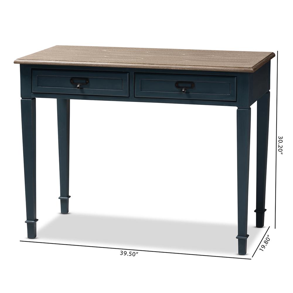 Baxton Studio Dauphine French Provincial Spruce Blue Accent Writing Desk. Picture 18