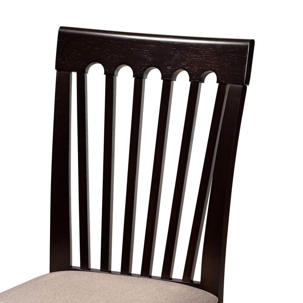 Marian Modern Sand Fabric and Dark Brown Finished Wood 5-Piece Dining Set. Picture 15