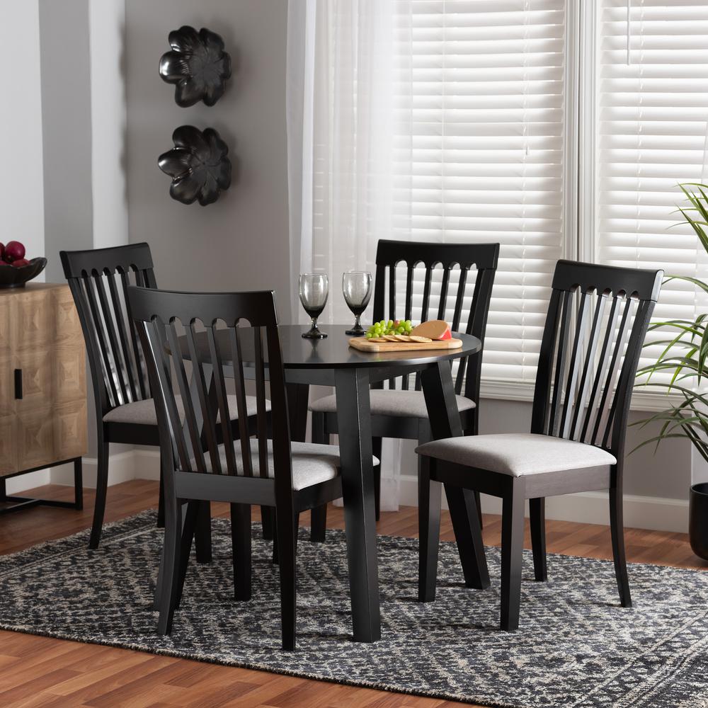 Nina Modern Grey Fabric and Espresso Brown Finished Wood 5-Piece Dining Set. Picture 18